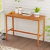 Costway 54" X 22" Acacia Wood Counter Height Table With Slatted Tabletop Footrest Crossbar -Costway GUEST 4d49c7cf 8e74 44cc 91f6 7d39f826aa8a