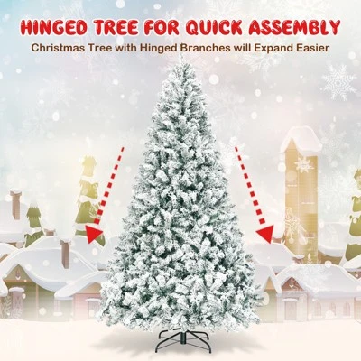 Costway Prelit 7.5ft Christmas Tree Flocked Xmas Snowy Tree 450 LED Lights 7 Costway Prelit 7.5ft Christmas Tree Flocked Xmas Snowy Tree 450 LED Lights - Image 5