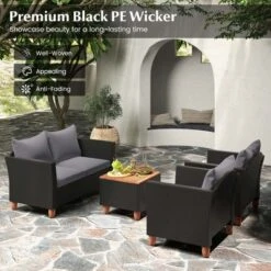 Costway 8 PCS Wicker Patio Furniture Set With Removable Cushions Storage Coffee Table Navy/Gray -Costway GUEST 4dc7af59 839d 4ed4 adf3 80cdd6631e4c