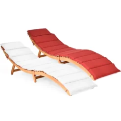 Costway 2 PCS Folding Wooden Lounge Chair Chaise W/ Cushions Pool Deck -Costway GUEST 4e407ca8 10b7 4f83 a385 2a9dd1023d6e