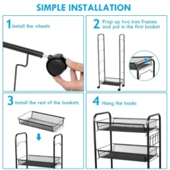 Costway 5 Tier Mesh Rolling File Utility Cart Storage Basket Home Office Kitchen Black -Costway GUEST 4e43cb8b 4af3 4485 8cd0 ad05909309dc