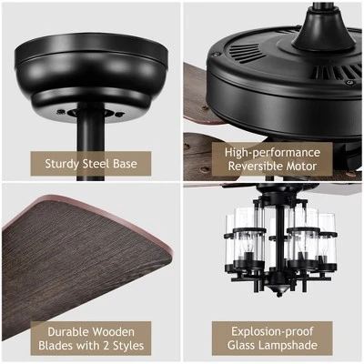 Costway 50'' Ceiling Fan With Light Classic Ceiling Fan Lamp W/Noiseless Reversible Motor 11 Costway 50'' Ceiling Fan With Light Classic Ceiling Fan Lamp W/Noiseless Reversible Motor - Image 9