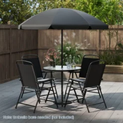 Costway 6 Pieces Patio Dining Set With Umbrella Outdoor Table And Chairs Set For Garden -Costway GUEST 4eb4f4e6 a7d4 4f73 a2a9 59b37cf5f704