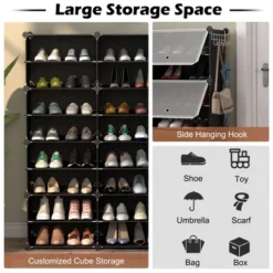 Costway Portable Shoe Rack Organizer 12-Cube 48 Pair Shoe Shelf Storage Cabinet W/Hook 17 Costway Portable Shoe Rack Organizer 12-Cube 48 Pair Shoe Shelf Storage Cabinet W/Hook -Costway GUEST 4ef0a770 7dd0 400d b2dc e78939f58c07