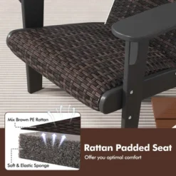 Costway Patio Adirondack Chair With Rattan Padded Seat Wide Armrests & Hidden Cupholder Black/Brown/Gray/White -Costway GUEST 4f27fc03 621f 4a2b 8b0b 5dc7eccef0ee