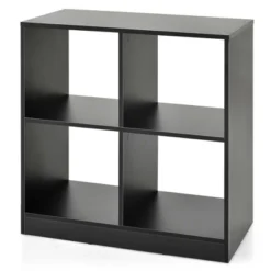 Costway 4-Cube Bookcase Floor Open Wooden Bookshelf Storage Cabinet Toy Organizer Black/White/Natural -Costway GUEST 4f931175 2fbe 4644 8ecc 360f36713aab