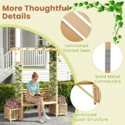 Costway Patio Garden Bench Arbor Arch With Pergola Planting Box Side Trellis For Vines -Costway GUEST 4fa2f28a 7110 4b58 81a1 7aeb3cf9a10d