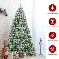 Costway 6FT Snow Flocked Artificial Christmas Tree Hinged W/928 Tips And Foldable Base 14 Costway 6FT Snow Flocked Artificial Christmas Tree Hinged W/928 Tips And Foldable Base -Costway GUEST 4fa735a3 0ed1 452f ac0f 1b9ea9095f6e