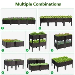 Costway Set Of 4 Raised Garden Bed Elevated Flower Vegetable Herb Grow Planter Box Brown 13 Costway Set Of 4 Raised Garden Bed Elevated Flower Vegetable Herb Grow Planter Box Brown -Costway GUEST 4fb27557 0929 4f04 90e6 8b77081ef547