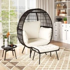 Costway 2 PCS Patio Wicker Lounge Basket Set Oversized Egg Chair With Soft Cushions 15 Costway 2 PCS Patio Wicker Lounge Basket Set Oversized Egg Chair With Soft Cushions -Costway GUEST 4fc281e0 63c6 4bb5 8450 051fcfc5df66