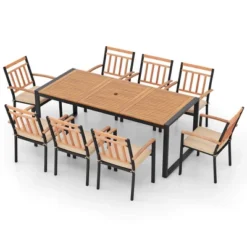 Costway 9 Pieces Patio Dining Set With Soft Cushions And 1.9" Umbrella Hole For Garden 14 Costway 9 Pieces Patio Dining Set With Soft Cushions And 1.9" Umbrella Hole For Garden -Costway GUEST 503edd39 bffa 48c4 bd2e dd0d3c126d77