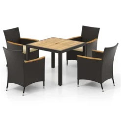 Costway 5 PCS Patio Dining Table Set For 4 Rattan Conversation Set With Umbrella Hole 20 Costway 5 PCS Patio Dining Table Set For 4 Rattan Conversation Set With Umbrella Hole -Costway GUEST 5040f260 21c9 471e a968 0a0c7a3c5357