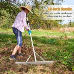 Costway Landscape Rake With 36" Head & 68" Handle Heavy-Duty Aluminum Leaf Rake For Lawns -Costway GUEST 50720cbf abc3 4065 83f9 b72f32a76e7e