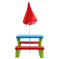 Costway 4 Seat Kids Picnic Table W/Umbrella Garden Yard Folding Children Bench Outdoor -Costway GUEST 510514d6 0701 4a54 86fb e7346a7f4b02