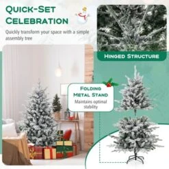 Costway 4.5/6/7 FT Flocked Christmas Tree With 8 Lighting Modes 160/260/350 Multi-Color LED Lights -Costway GUEST 51410061 3cd8 43e7 b1b8 007ad7208811