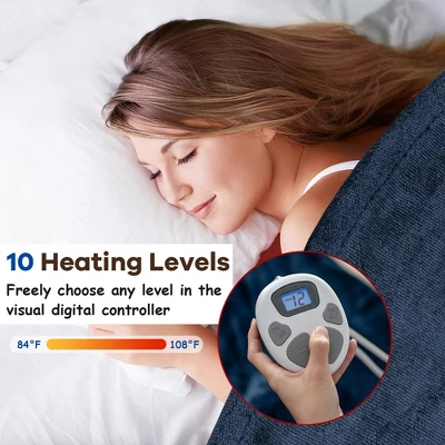 Costway 84'' X 90'' Flannel Heated Blanket Electric Throw W/ Dual Controllers BlueRedBeigeGray 5 Costway 84'' X 90'' Flannel Heated Blanket Electric Throw W/ Dual Controllers BlueRedBeigeGray - Image 3