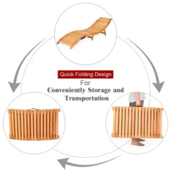 Costway Folding Wooden Outdoor Lounge Chair Chaise Red/White Cushion Pad Pool Deck -Costway GUEST 51568239 c5ce 4f4d b4b7 6d6eeb4349dc 1