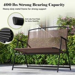 Costway 2-Person Patio Bench Folding Outdoor Garden Bench With Backrest And Armrests -Costway GUEST 515e25a6 3939 4c3d 8b20 d4c3e3f4e1a4