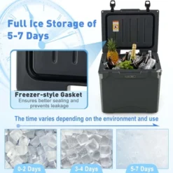 Costway 42 Qt Portable Cooler Roto Molded Ice Chest Insulated 5-7 Days With Wheels Handle Charcoal/Tan -Costway GUEST 519eed64 458c 40c6 be4d 58c2e941535c