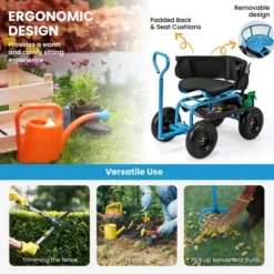 Costway Rolling Garden Cart Height Adjustable Scooter With Swivel Seat & Tool Storage Blue/Red/Green -Costway GUEST 51f275c5 108d 4b11 b8e5 f38dd182bc43