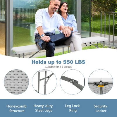 Costway 6 FT Portable Folding Bench Outdoor Picnic Bench 550 Lbs Limited For Dining 8 Costway 6 FT Portable Folding Bench Outdoor Picnic Bench 550 Lbs Limited For Dining - Image 6