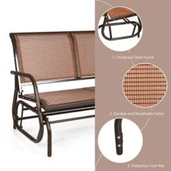 Costway Patio Swing Glider Bench Loveseat Rocking Chair Backyard Poolside -Costway GUEST 52c9ac28 b81a 4332 8c61 723f14be6edc