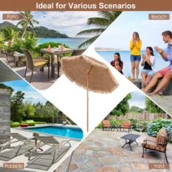 Costway 7.2FT Patio Thatched Tiki Umbrella W/Tilt 8 Ribs Hawaiian Hula Beach -Costway GUEST 52e7aed4 834c 4804 95bc fe538380aa2c