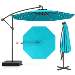 Costway Patio 10FT Hanging Offset Umbrella 32 LED Lights Sand Bag Outdoor Cross Base Beige/Turquoise/Dark Gray/Wine/Coffee/Navy 30 Costway Patio 10FT Hanging Offset Umbrella 32 LED Lights Sand Bag Outdoor Cross Base Beige/Turquoise/Dark Gray/Wine/Coffee/Navy -Costway GUEST 531a3460 d177 4698 bc2a db16137d7bd8