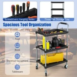 Costway 3 Layer Utility Rolling Tool Cart With Lockable Universal Wheels Ergonomic Handle -Costway GUEST 531d77ea dd70 4f01 b6cf 9580c41b95c0