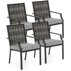 Costway Patio Wicker Chairs Set Of 2/4 Stackable Rattan Armchairs With Removable Cushions -Costway GUEST 5327e211 755c 4e67 bbaf 05f7210059dc