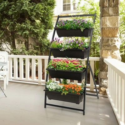Costway 2PCS 5 FT 4-Tier Vertical Raised Garden Bed Elevated Planter W/4 Container Boxes 6 Costway 2PCS 5 FT 4-Tier Vertical Raised Garden Bed Elevated Planter W/4 Container Boxes - Image 4