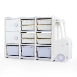 Costway Kids Toy Storage Organizer With 2 Cabinets & 11 Removable Bins For Playroom,Bedroom