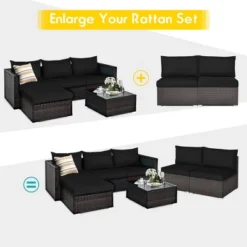 Costway 2PCS Patio Rattan Armless Sofa Sectional Furniture Conversation W/ Cushion -Costway GUEST 53e88b01 6a61 4e9d 848e 7355966dea91