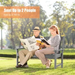 Costway Garden Bench All-Weather HDPE 2-Person Outdoor Bench For Front Porch Backyard -Costway GUEST 53ffd17c 4d2c 47fa 8e08 5d5caef91451