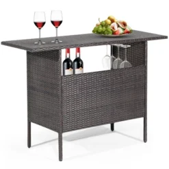 Costway Patio Rattan Wicker Bar Height Counter Table Storage Shelf Rail Garden -Costway GUEST 543a2c09 b366 4993 a566 2b3cb23c4c8a