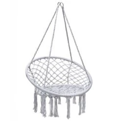 Costway Hanging Hammock Chair Macrame Swing Handwoven Cotton Backrest Garden Grey Black -Costway GUEST 54ef3b1c 5d55 49ad 9dbb a42a59f47b08