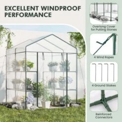Costway Portable Mini Greenhouse With 3 Tiers 8 Shelves Roll-up Zippered Door For Plants -Costway GUEST 550e7fab 2cb0 4a9d a39a 3e3176ff0c7a