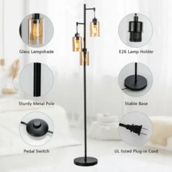 Costway Freestanding Floor Lamp Retro Floor Lamp W/3-Head Hanging Amber Glass Shade 18 Costway Freestanding Floor Lamp Retro Floor Lamp W/3-Head Hanging Amber Glass Shade -Costway GUEST 554a47b7 2296 4e98 a7ab 1c41ab83d4d5