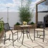 Costway Patio Square Bar Table Wood-Like Tabletop Metal Frame Garden Backyard