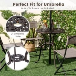 Costway 24" Round Cast Aluminum Table Patio Dining Bistro Table With 2 Inch Umbrella Hole -Costway GUEST 557ee47c 5b86 435d bb56 bd55e741f9ab