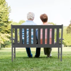 Costway Garden Bench All-Weather HDPE 2-Person Outdoor Bench For Front Porch Backyard -Costway GUEST 55a915fb 50a4 482d bae0 12c5c8f901d2