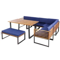 Costway 8pcs Patio Acacia Wood Dining Table & Ottoman Sofa Chair Set Outdoor Furniture 17 Costway 8pcs Patio Acacia Wood Dining Table & Ottoman Sofa Chair Set Outdoor Furniture -Costway GUEST 55d4f9f1 d65c 4b9b b110 b4f30d3610b1