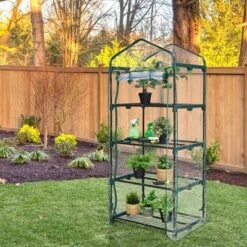 Costway White Mini Greenhouse W/ PVC Cover 4-Tier Portable Warm House 28'' X 19'' X 63'' -Costway GUEST 55deeda5 80ab 4b05 9752 9eb0413a3366