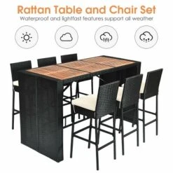 COSTWAY 7 PCS Patio Rattan Wicker Bar Dining Furniture Set Wood Table Top 6 Stools 17 COSTWAY 7 PCS Patio Rattan Wicker Bar Dining Furniture Set Wood Table Top 6 Stools -Costway GUEST 55fd0bd7 49df 45f7 bca7 ebb740796824