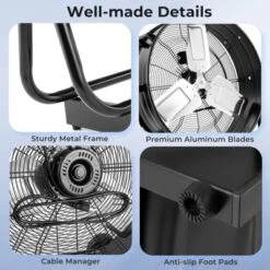 Costway 24 Inch Industrial Drum Fan With 3 Speeds 360° Adjustable Tilt & 2 Wheels For Garage Warehouse Factory 13 Costway 24 Inch Industrial Drum Fan With 3 Speeds 360° Adjustable Tilt & 2 Wheels For Garage Warehouse Factory -Costway GUEST 560bf86e 13be 41bf b10c 9b77697a6e57