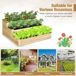 Costway 3-Tier Raised Garden Bed Wood Planter Kit For Flower Vegetable Herb 48x 48x 22in -Costway GUEST 56173c49 27e0 4e85 8f1f 4f38ee134f10
