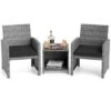 Costway 3 PCS Patio Furniture Set With Tempered Glass Coffee Table & Soft Seat Cushions Gray/Black/White -Costway GUEST 56272749 37e8 4bc7 a4a9 7a3c2497e171