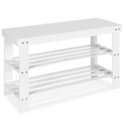 Costway Bamboo Shoe Rack Bench 3-Tier Storage Shelf Holder Home Entryway Hallway White 19 Costway Bamboo Shoe Rack Bench 3-Tier Storage Shelf Holder Home Entryway Hallway White -Costway GUEST 56666032 e1e1 4182 8fce cfa12b511d32