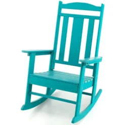 Costway Patio Rocking Chair All-Weather HDPE Rocker High Back Porch WhiteGreyTurquoise -Costway GUEST 566954b7 be40 41a4 879a ac3b1fd7d3d4