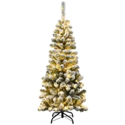 Costway 4.5/6/7.5 Ft Pre-lit Snow Flocked Artificial Pencil Christmas Pine Tree With 150/250/350 LED Lights -Costway GUEST 56ec3c3b a762 4bb5 be3d b59dd5b36b8d